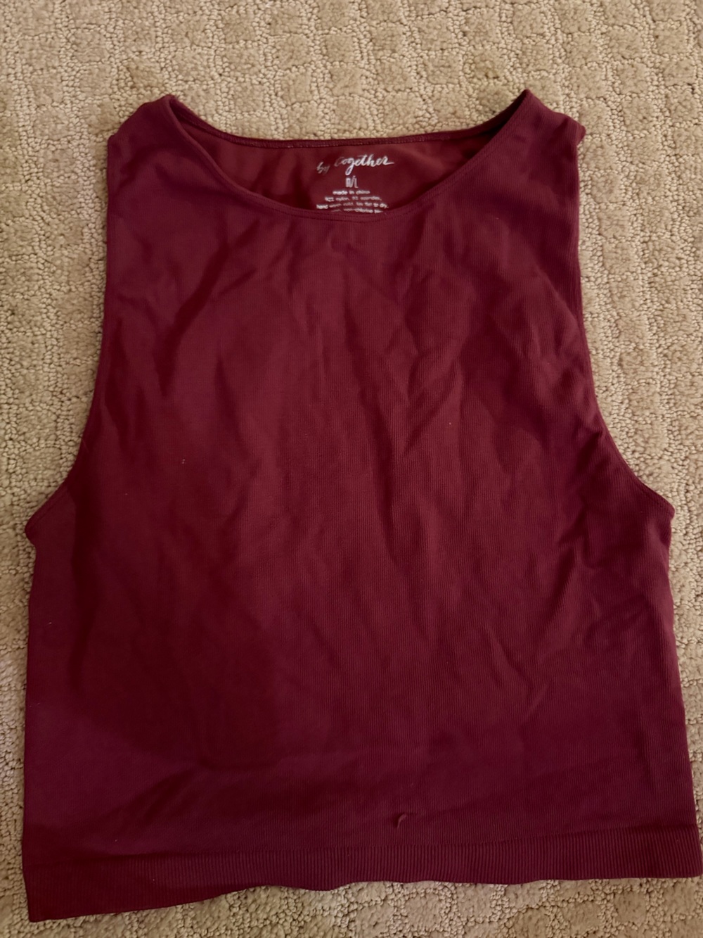 By Together Sleeveless Ribbed Tank Top - Maroon